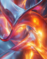 Wall Mural - A futuristic digital art piece with abstract energy and gradient patterns, isolated on a 3D surface,