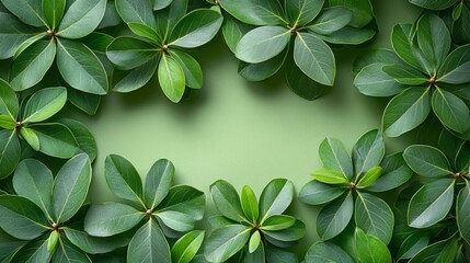 Poster - Green Leaf Frame on Green Background