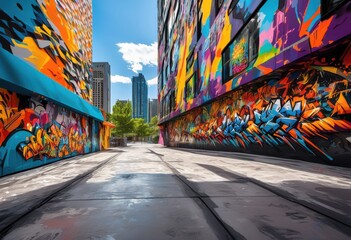 dynamic colorful cityscapes featuring stunning street art murals urban environments, graffiti, vibrant, architecture, colors, artwork, designs, culture