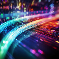 Poster - Colorful Fiber Optic Cables Transmitting Data Quickly