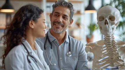 Wall Mural - Depict an emergency room doctor showing a 3D-printed cervical collar