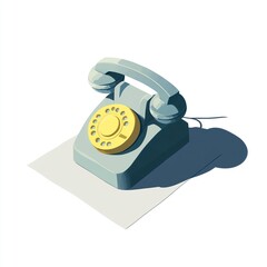 A vintage rotary telephone resting on a sheet of paper, showcasing retro design and functionality.