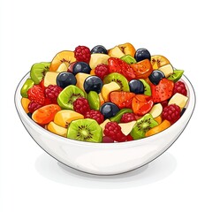 Canvas Print - A colorful bowl of mixed fruit salad, showcasing a variety of fresh fruits.