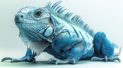 A close-up of a vibrant blue iguana showcasing its unique features.