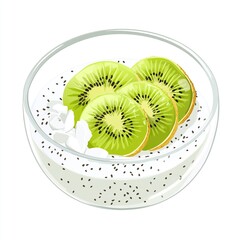 Poster - A bowl of creamy dessert topped with kiwi slices and chia seeds.