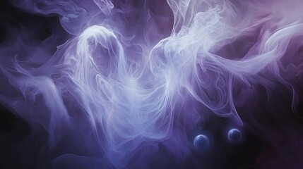 Poster - White ink swirls in a purple liquid, creating an ethereal and abstract pattern
