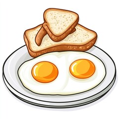 Poster - A plate with two sunny-side-up eggs and two slices of toasted bread.