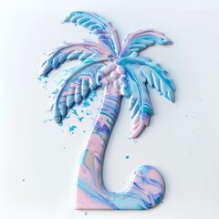 Wall Mural - Acrylic pouring palm tree art electronics creativity.