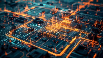 Poster - Glowing Grid Map Visualizing Smart Grid Disaster Recovery System Rerouting Power During Emergency