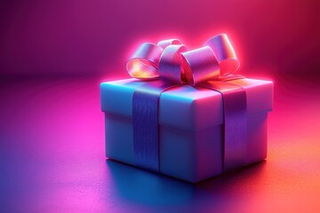 Wall Mural - Gift Box with Neon Glow