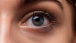 © Vadym - Close-up of a person eye with vibrant blue iris, dark blue pupil, black eyelashes, and lighter brown eyelid. Eye anatomy, eye health, blue eyes, dark circles, skin tone.