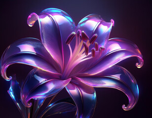 Wall Mural - Purple Lily Flower Closeup Illustration