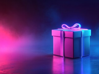 Wall Mural - Neon Gift Box