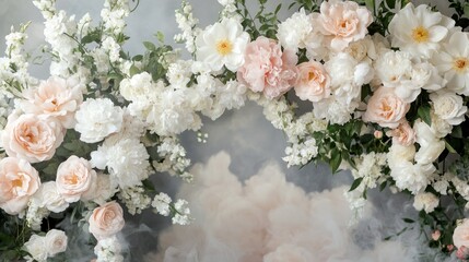 Poster - Floral Arrangement with Peach and White Flowers