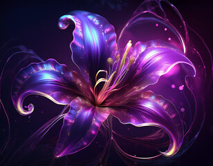 Wall Mural - Purple Lily Flower Closeup Illustration