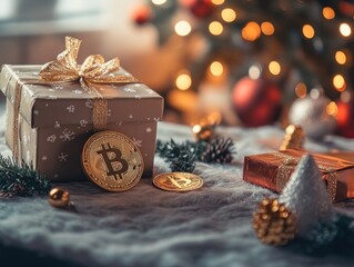 Wall Mural - Bitcoin Christmas Gift