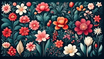 Wall Mural - Timeless Elegance of Floral Icons in Design and Illustration with Ultra HD Detail