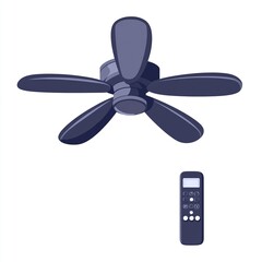 Poster - A ceiling fan with four blades and a remote control for easy operation.