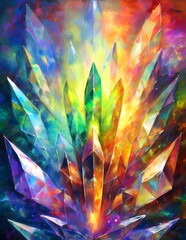 Wall Mural - Rainbow Crystal Illustration