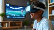 © sirisakboakaew - A teen experiencing an immersive virtual reality metaverse gaming session, using a VR headset to play sports games at home