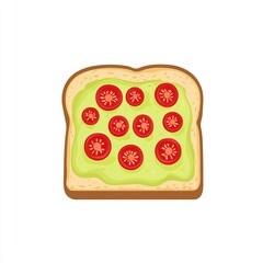 Poster - A slice of bread topped with green spread and red tomato slices, representing a healthy snack.