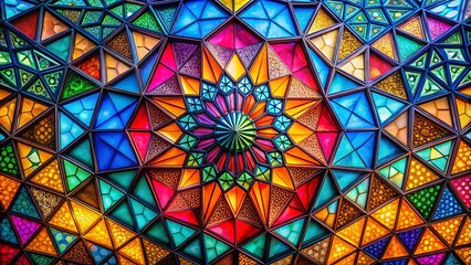 Aufkleber - colorful abstract geometric patterns and shapes creating a vibrant and dynamic visual experience