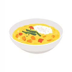 Wall Mural - A bowl of creamy curry with rice and vegetables, showcasing a delicious meal.