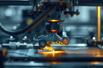 A close-up shot of a machine with a light shining on its surface