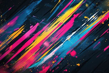 Poster - Abstract design featuring colorful paint splatters on a dark background, perfect for artistic or creative projects