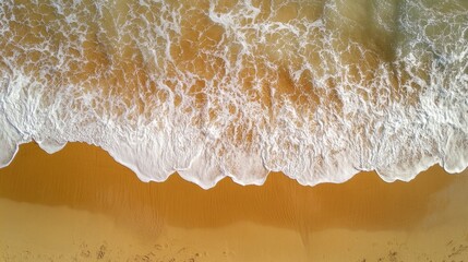 Poster - Aerial view of a sandy beach with waves and coastline