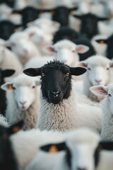 Poster - A group of sheep standing close to each other in a field