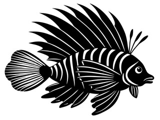 Wall Mural - lion fish black silhouette icon