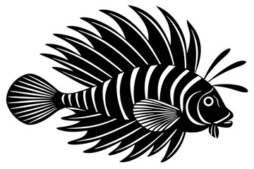 Wall Mural - lion fish black silhouette icon