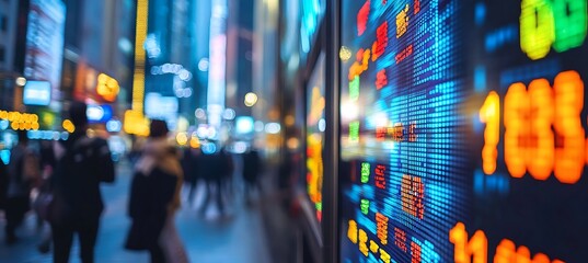 Poster - A holographic stock market display in a futuristic financial district 