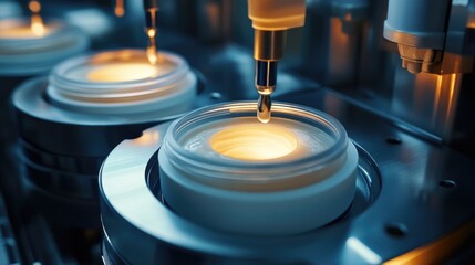 Aufkleber - A close-up of machinery filled with various liquids, suitable for industrial or scientific contexts