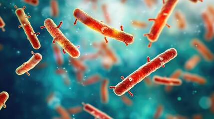Poster - A cluster of airborne bacteria floating in mid-air
