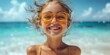 © dgpatel - Happy girl enjoying a sunny day at the beach during a summer vacation, Generative AI