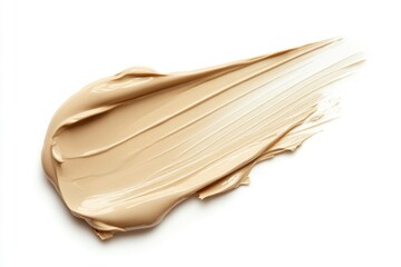 Poster - Close up shot of a liquid foundation on a white surface, ideal for cosmetic or beauty product advertising