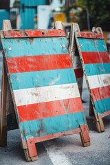 Aufkleber - Two directional signs along a road, providing information to travelers