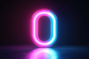 Poster - A single neon letter O on a dark or black background, often used as a design element in modern compositions