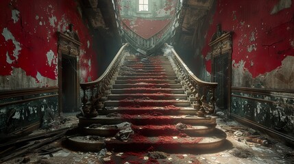 Poster - A Glimpse into the Past: Exploring a Decayed Mansion's Grand Staircase