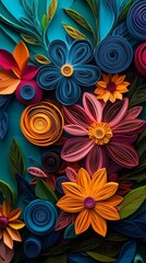 Canvas Print - Vibrant image of a beautiful quilling creation in the background 