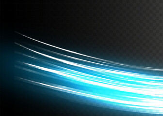 Modern abstract blue high speed movement. Dynamic motion light trails on dark background. Futuristic digital technology movement concept. Vector EPS10.