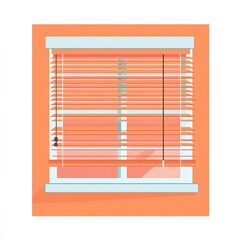 Poster - A minimalist illustration of a window with blinds against an orange background.