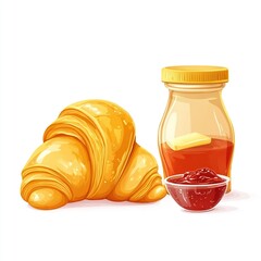 Sticker - A croissant with honey and jam, ideal for breakfast or a snack.