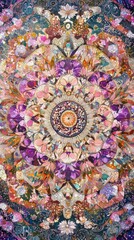 Wall Mural - A vibrant mandala design featuring intricate patterns, colors, and texture, perfect for art and meditation themes.
