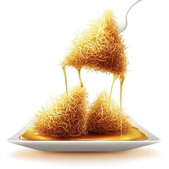 Poster - A plate of golden, crispy dessert drizzled with syrup.