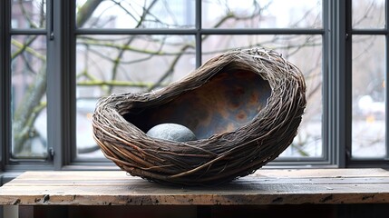 Wall Mural - Intricate Nest Sculpture with Stone