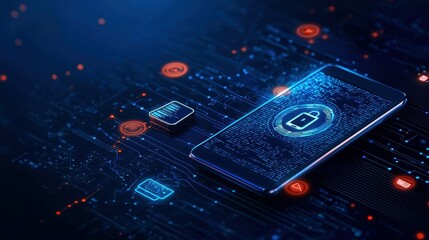 Poster - A smartphone with a padlock icon on the screen, symbolizing digital security.