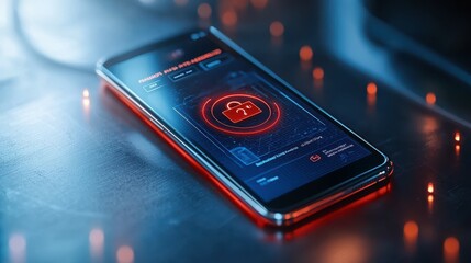 Poster - A smartphone displaying a digital lock icon, symbolizing data security.